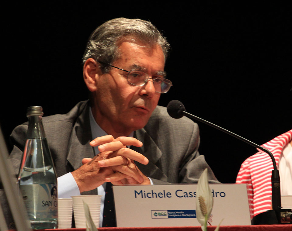 Il Prof. Michele Cassandro (Università di Siena), durante il suo intervento intitolato “I mercanti banchieri toscani fra tecnica e cultura” (©Matteo Varisco)